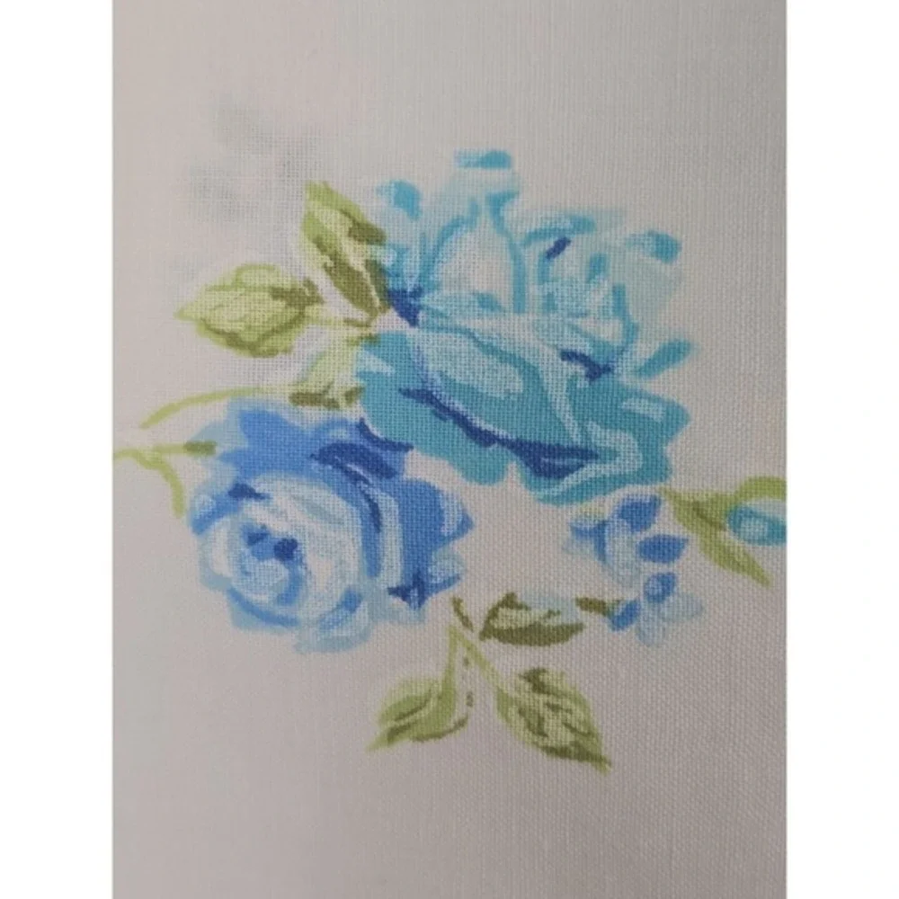 Vintage JC Penney Penn-Press‎ Twin Sheet Aqua Floral 72x104 No Iron Muslin 1970s
